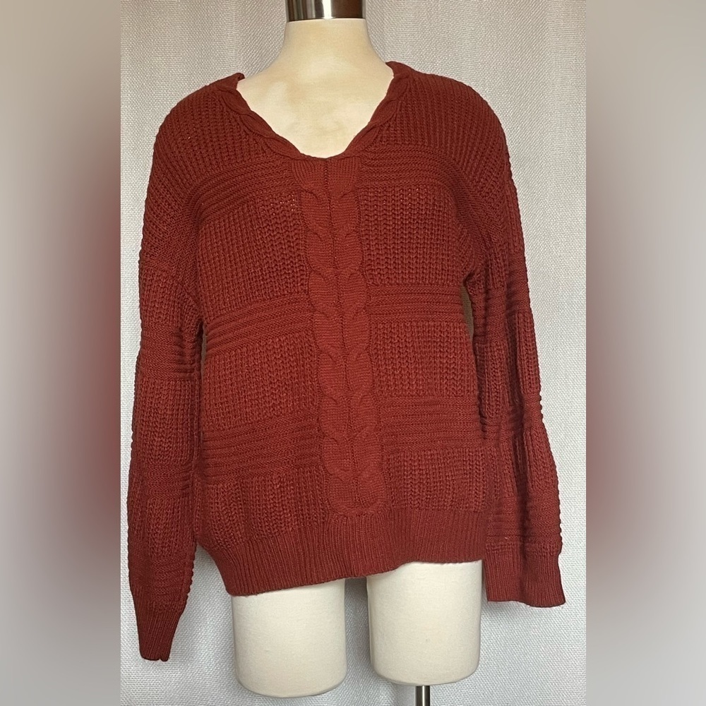 No Boundaries cable knit sweater with lattice back - Picture 7 of 9